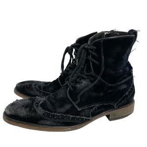 John Varvatos Fleetwood Midnight Black Velvet Lace Up Wingtip Boots Men’s 7